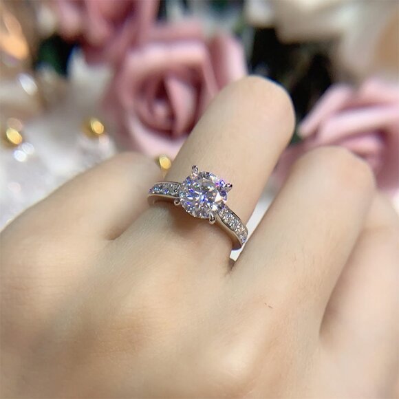 💞Beautiful Ring Classic Round CZ Wedding Ring, MARR9350 - Picture 4 of 5